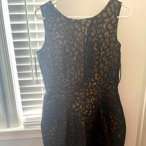 Black and gold leopard print textured dress